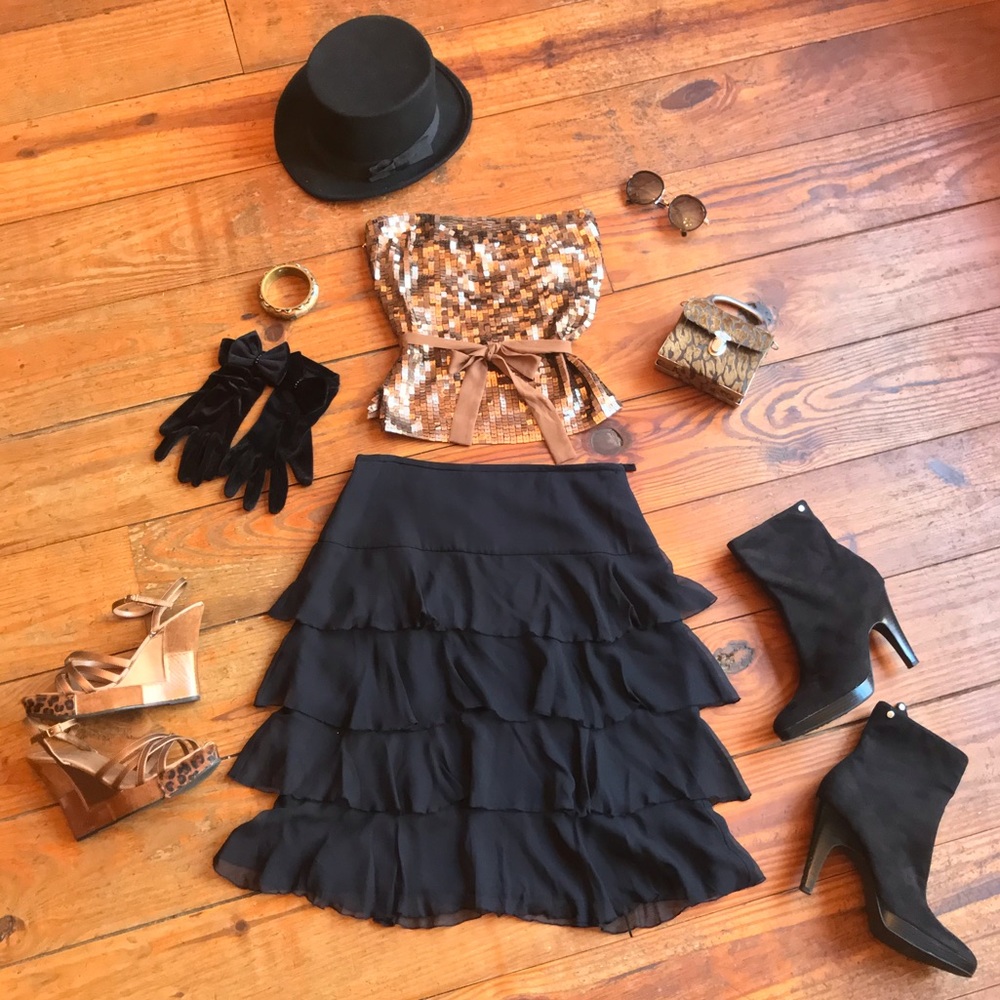 🥂P Phosphorus Silk & Sequins Tube Top, M